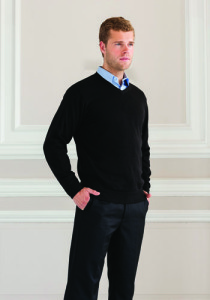 710M Russell Collection Men’s V-Neck Knitted Pullover